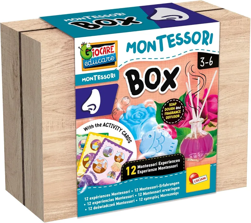 Lisciani - Montessori Box : Smell - Kit Sensoriel d'Odeurs Pour Enfants dès 3 ans - Découverte des odeurs - Éveil Olfactif Approche Montessori - Jeu Educatif Enfants